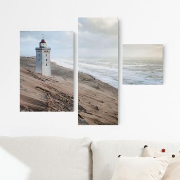 Leinwandbild 3-teilig - Leuchtturm in Dänemark - Collage 1