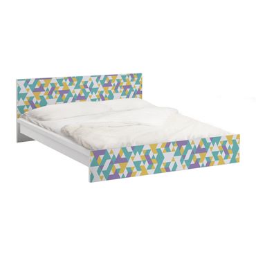 Möbelfolie für IKEA Malm Bett niedrig 180x200cm - Klebefolie No.RY33 Lilac Triangles