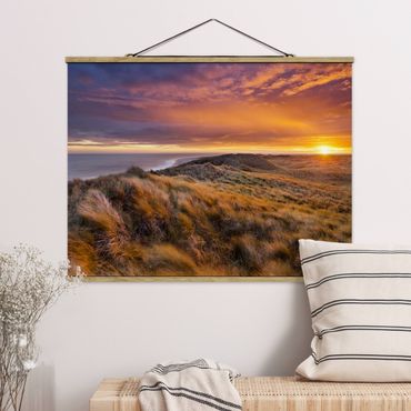 Stoffbild mit Posterleisten - Sonnenaufgang am Strand auf Sylt - Querformat 4:3