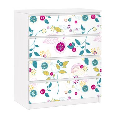 Möbelfolie für IKEA Malm Kommode - selbstklebende Folie Blumencocktail