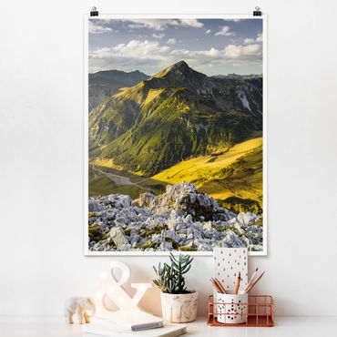 Poster - Berge und Tal der Lechtaler Alpen in Tirol - Hochformat 3:4