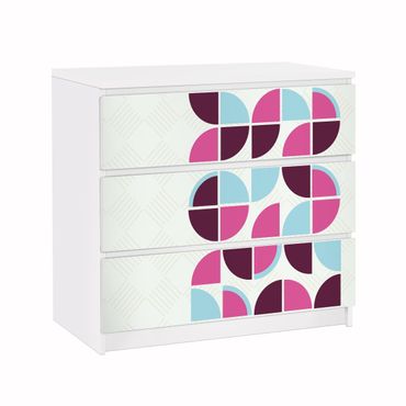 Möbelfolie für IKEA Malm Kommode - Klebefolie Retro Kreise Musterdesign
