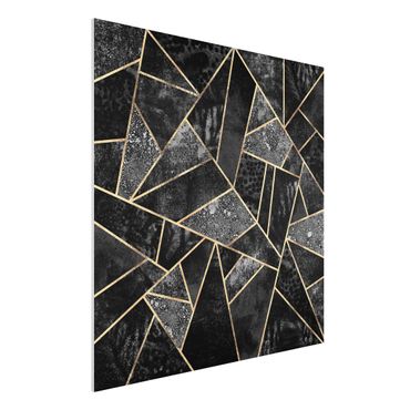 Forex Fine Art Print - Graue Dreiecke Gold - Quadrat 1:1