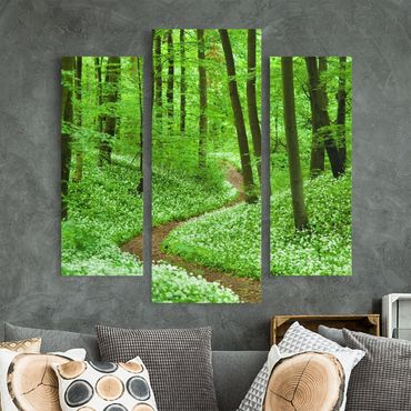 Leinwandbild 3-teilig - Romantischer Waldweg - Galerie Triptychon
