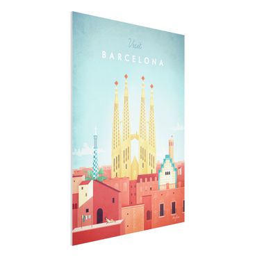 Forex Fine Art Print - Reiseposter - Barcelona - Hochformat 4:3