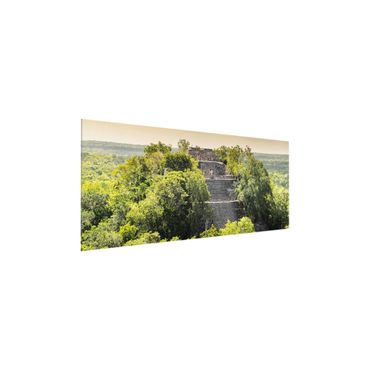 Glasbild - Pyramide von Calakmul - Panorama Quer