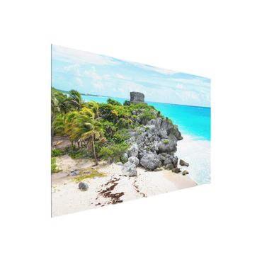 Glasbild - Karibikküste Tulum Ruinen - Quer 3:2