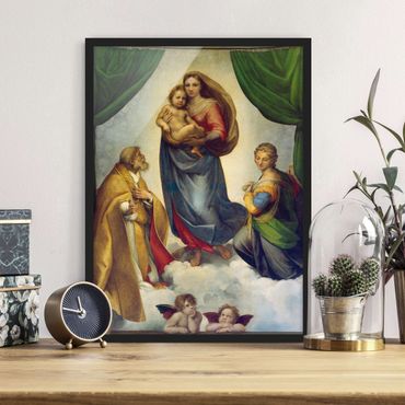 Bild mit Rahmen - Raffael - Die Sixtinische Madonna - Hochformat 3:4