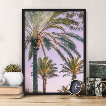 Bild mit Rahmen - Palmen im Sonnenuntergang - Hochformat 4:3