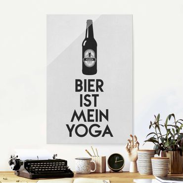 Glasbild - Bier Ist Mein Yoga - Hochformat 3:2