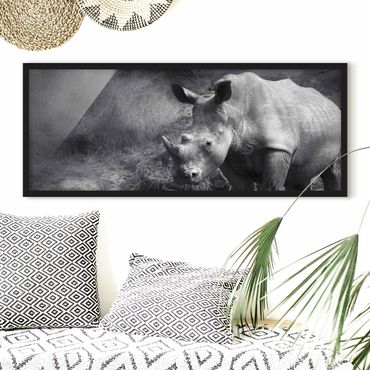 Bild mit Rahmen - Lonesome Rhinoceros - Panorama Querformat