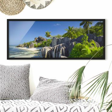 Bild mit Rahmen - Traumstrand Seychellen - Panorama Querformat