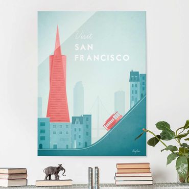 Glasbild - Reiseposter - San Francisco - Hochformat 4:3