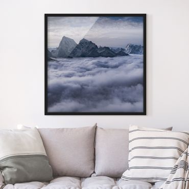 Bild mit Rahmen - Wolkenmeer im Himalaya - Quadrat 1:1