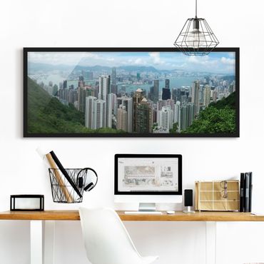 Bild mit Rahmen - Watching HongKong - Panorama Querformat