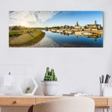 Glasbild - Die Weiße Flotte von Dresden - Panorama