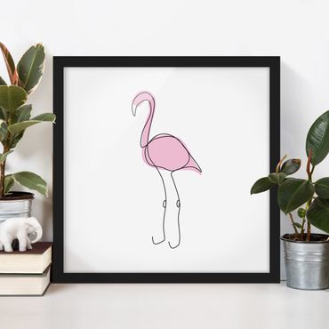 Bild mit Rahmen - Flamingo Line Art - Quadrat 1:1