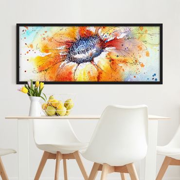 Bild mit Rahmen - Painted Sunflower - Panorama Querformat