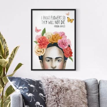 Bild mit Rahmen - Fridas Gedanken - Blumen - Hochformat 4:3