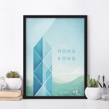 Bild mit Rahmen - Reiseposter - Hong Kong - Hochformat 4:3