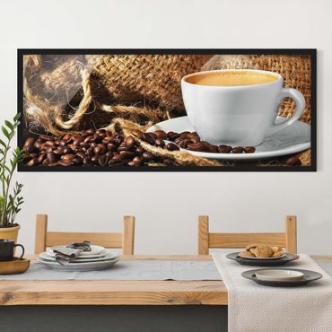 Bild mit Rahmen - Kaffee am Morgen - Panorama Querformat