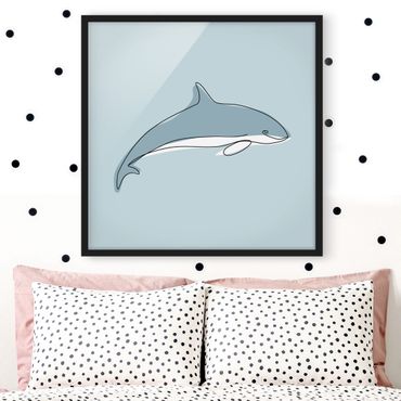 Bild mit Rahmen - Delfin Line Art - Quadrat 1:1