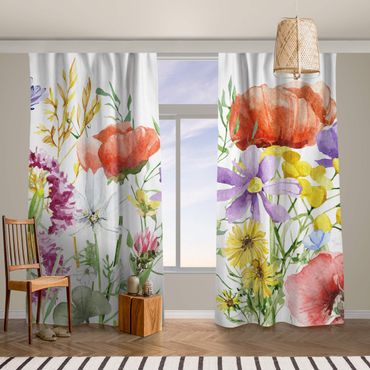 Vorhang - Aquarellierte Blumen