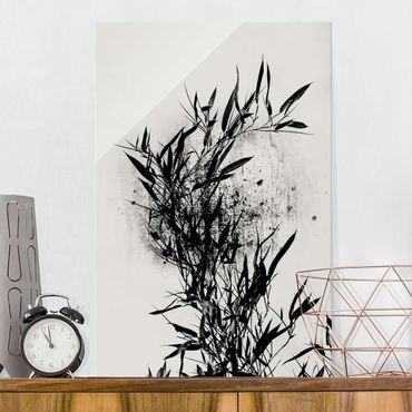 Glasbild - Grafische Pflanzenwelt - Schwarzer Bambus - Hochformat 3:2