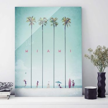 Glasbild - Reiseposter - Miami - Hochformat 4:3