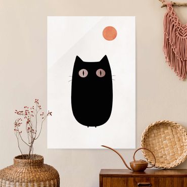 Glasbild - Schwarze Katze Illustration - Hochformat 3:2