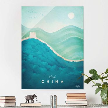 Glasbild - Reiseposter - China - Hochformat 4:3