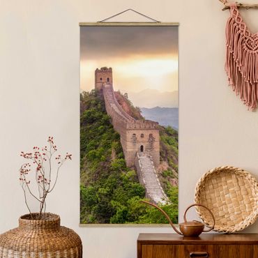 Stoffbild mit Posterleisten - Die unendliche Mauer von China - Hochformat 1:2