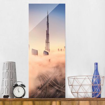 Glasbild - Himmlische Skyline von Dubai - Panel