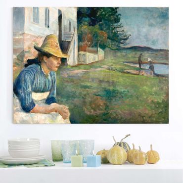 Glasbild - Kunstdruck Edvard Munch - Abend - Expressionismus Quer 4:3