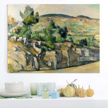 Glasbild - Kunstdruck Paul Cézanne - Hügelige Landschaft in der Provence - Impressionismus Quer 4:3