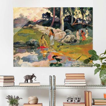 Glasbild - Kunstdruck Paul Gauguin - Frauen an einem Flussufer - Post-Impressionismus Quer 4:3