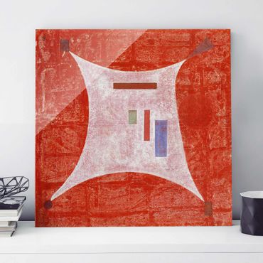 Glasbild - Kunstdruck Wassily Kandinsky - In die vier Ecken - Expressionismus Quadrat 1:1