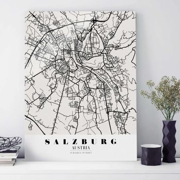 Glasbild - Stadtplan Salzburg - Klassik - Hochformat 4:3