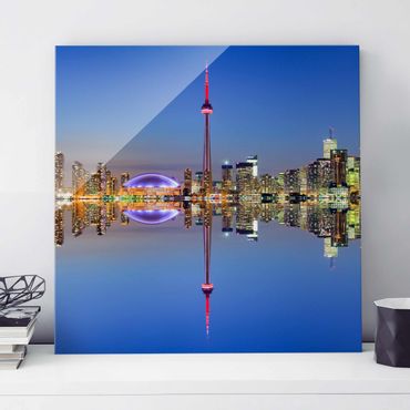 Glasbild - Toronto City Skyline vor Lake Ontario - Quadrat 1:1