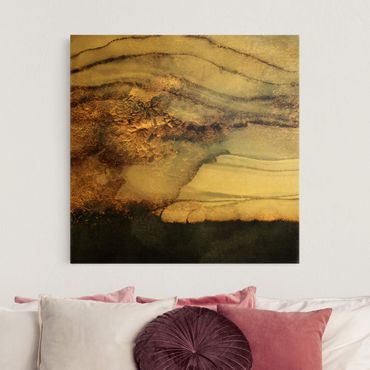 Leinwandbild - Goldener Marmor gemalt - Quadrat 1:1