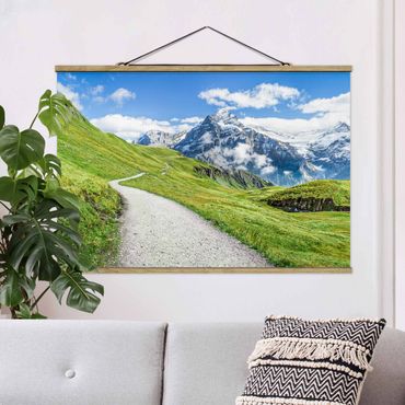 Stoffbild mit Posterleisten - Grindelwald Panorama - Querformat 3:2