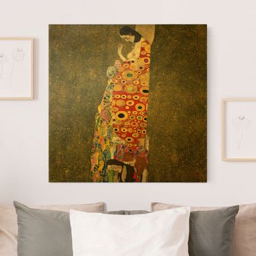 Leinwandbild Gustav Klimt - Kunstdruck Die Hoffnung II - Quadrat 1:1 -Jugendstil
