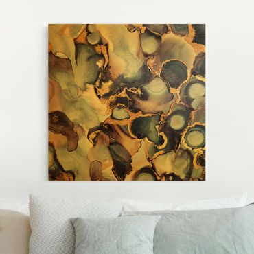 Leinwandbild - Marmor Aquarell mit Gold - Quadrat 1:1