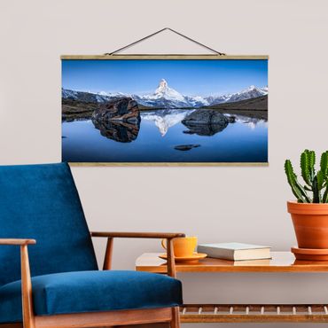 Stoffbild mit Posterleisten - Stellisee vor dem Matterhorn - Querformat 2:1