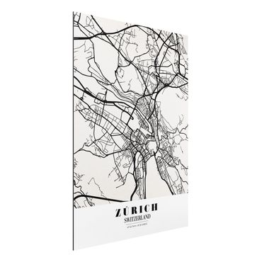 Alu-Dibond Bild - Stadtplan Zürich - Klassik