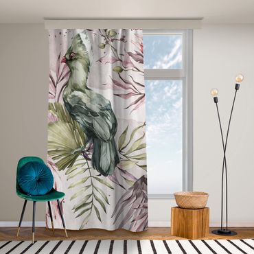 Vorhang - Tropische Vögel - Bunte Kakadus und Kolibri