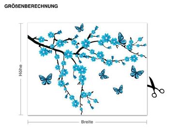 Wandsticker Floraler Zweig mit Schmetterlingen