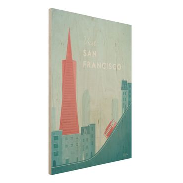 Holzbild - Reiseposter - San Francisco - Hochformat 4:3