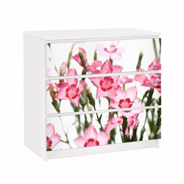 Möbelfolie für IKEA Malm Kommode - Klebefolie Pink Flowers