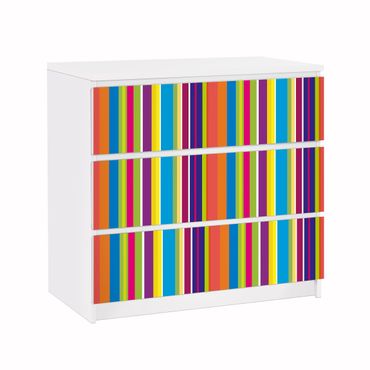 Möbelfolie für IKEA Malm Kommode - Klebefolie Happy Stripes